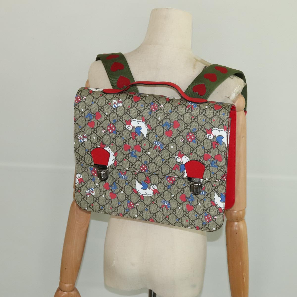 GUCCI GG Supreme Children's Backpack PVC Beige Red 410791 bs19870A