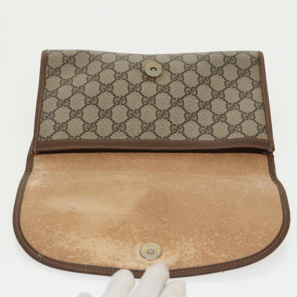 GUCCI GG Supreme Web Sherry Line Clutch Bag PVC Beige 89 01 030 bs19871
