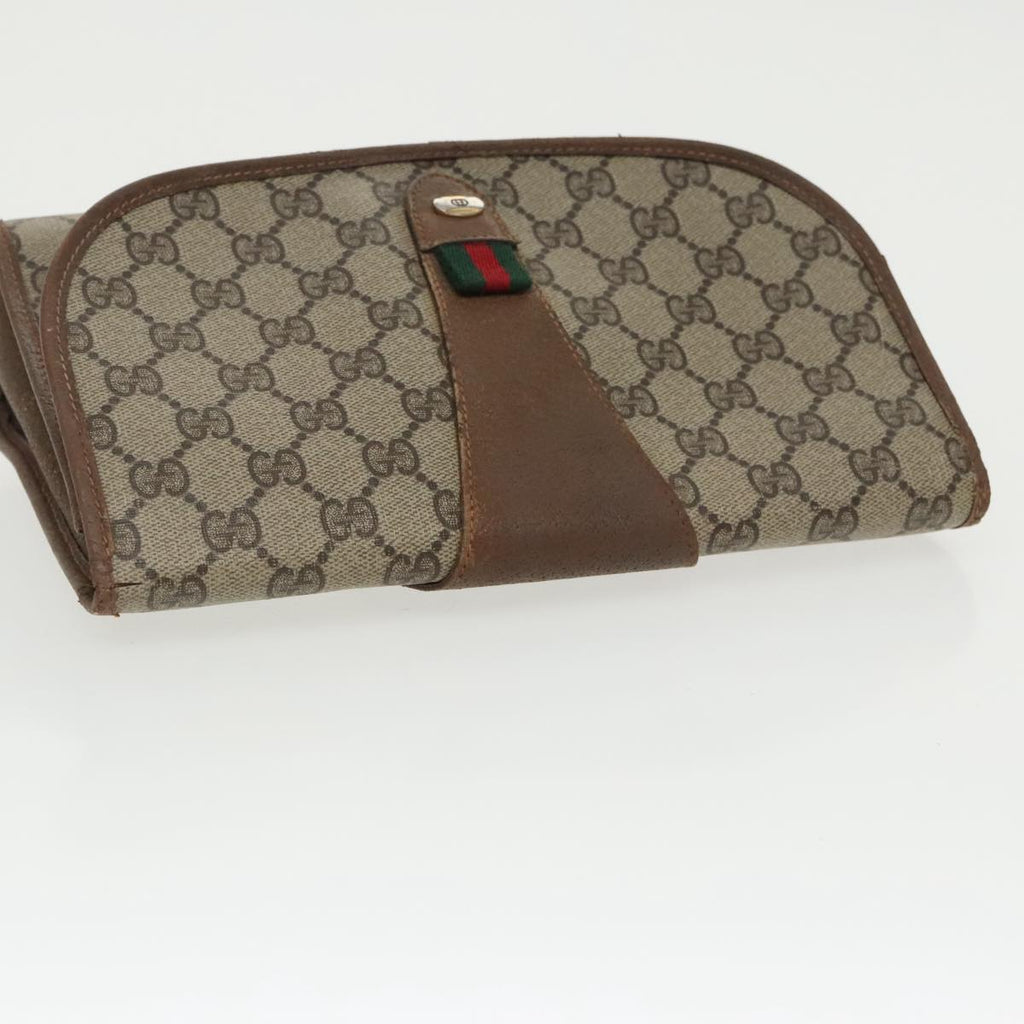GUCCI GG Supreme Web Sherry Line Clutch Bag PVC Beige 89 01 030 bs19871