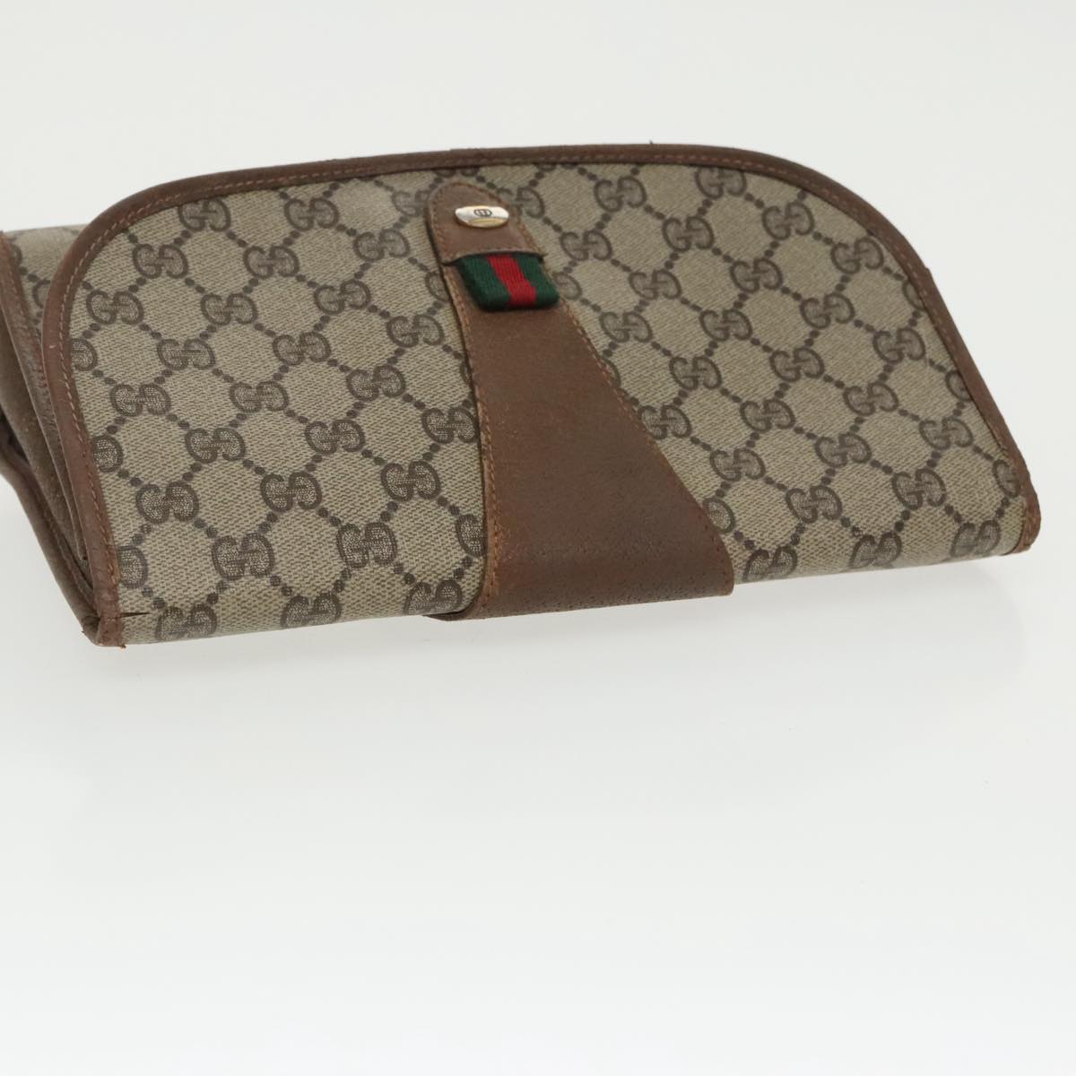 GUCCI GG Supreme Web Sherry Line Clutch Bag PVC Beige 89 01 030 bs19871