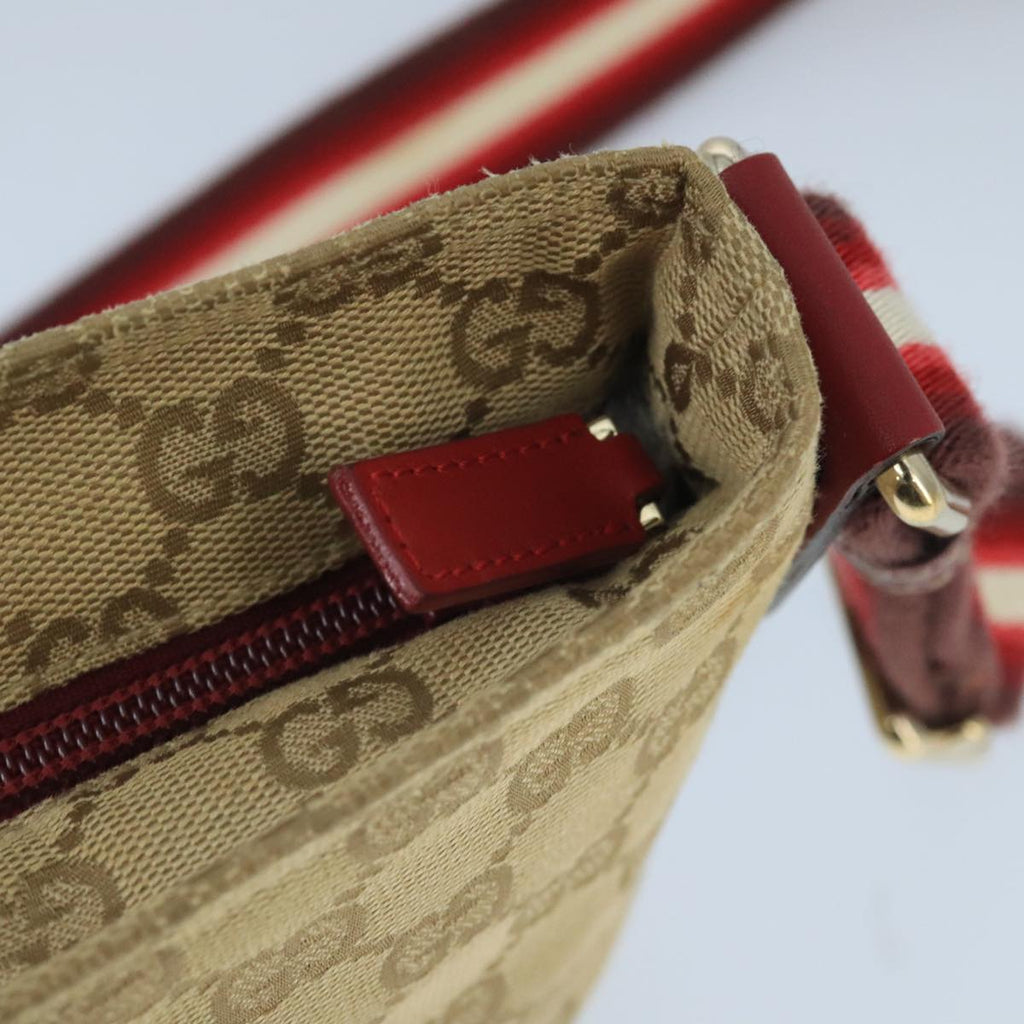 GUCCI GG Canvas Sherry Line Shoulder Bag Beige Wine Red Red 189749 bs19873