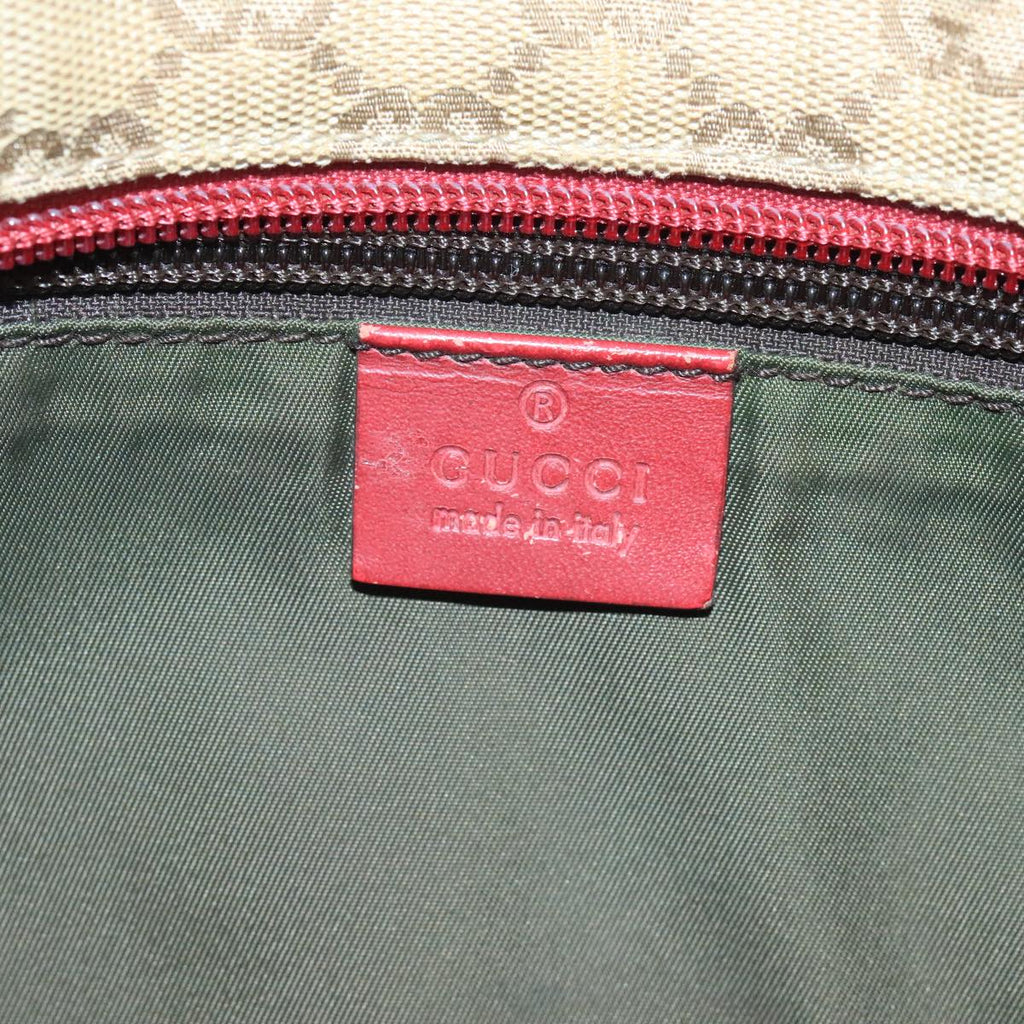 GUCCI GG Canvas Sherry Line Shoulder Bag Beige Wine Red Red 189749 bs19873