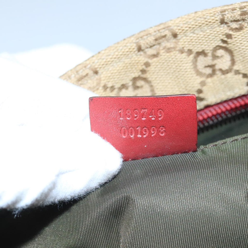 GUCCI GG Canvas Sherry Line Shoulder Bag Beige Wine Red Red 189749 bs19873