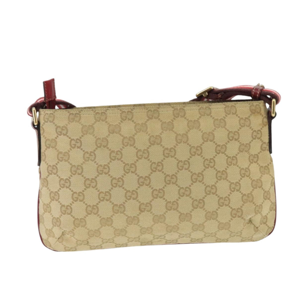 GUCCI GG Canvas Sherry Line Shoulder Bag Beige Wine Red Red 189749 bs19873