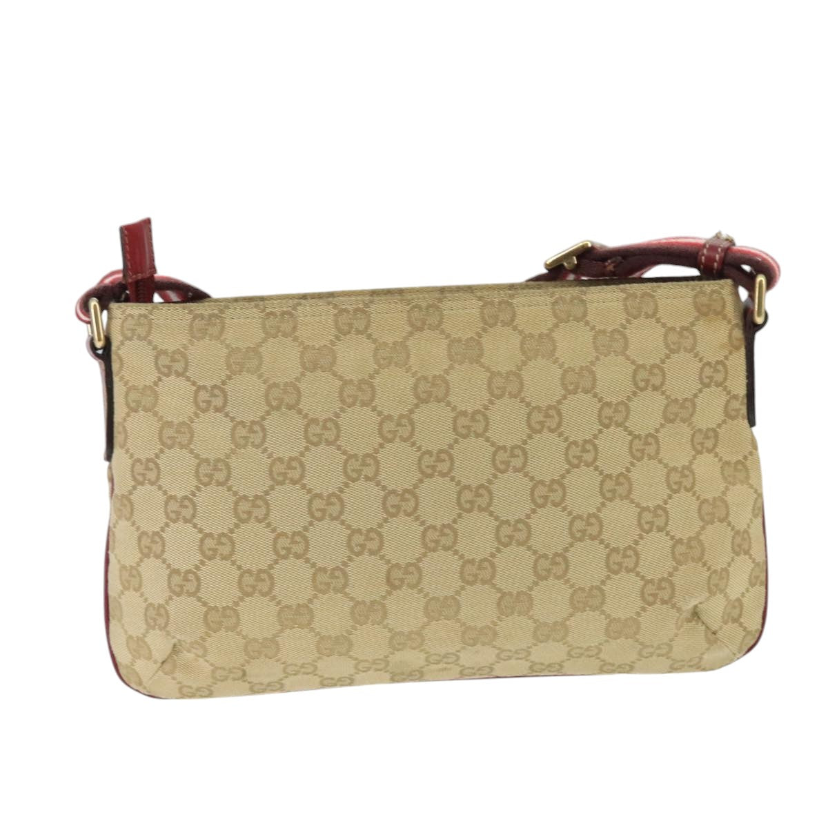 GUCCI GG Canvas Sherry Line Shoulder Bag Beige Wine Red Red 189749 bs19873