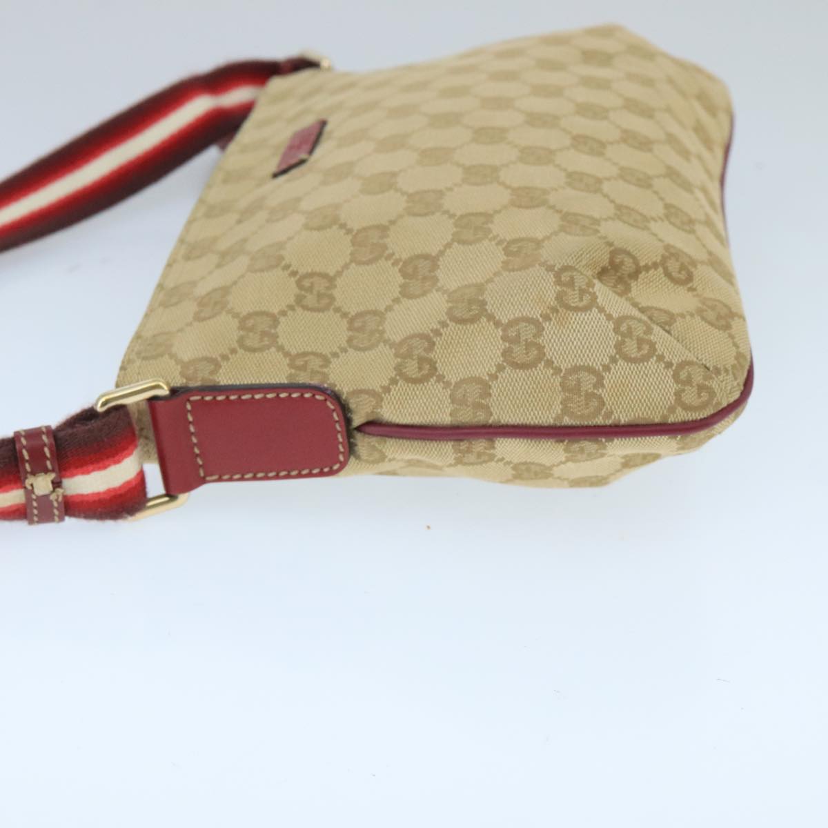 GUCCI GG Canvas Sherry Line Shoulder Bag Beige Wine Red Red 189749 bs19873