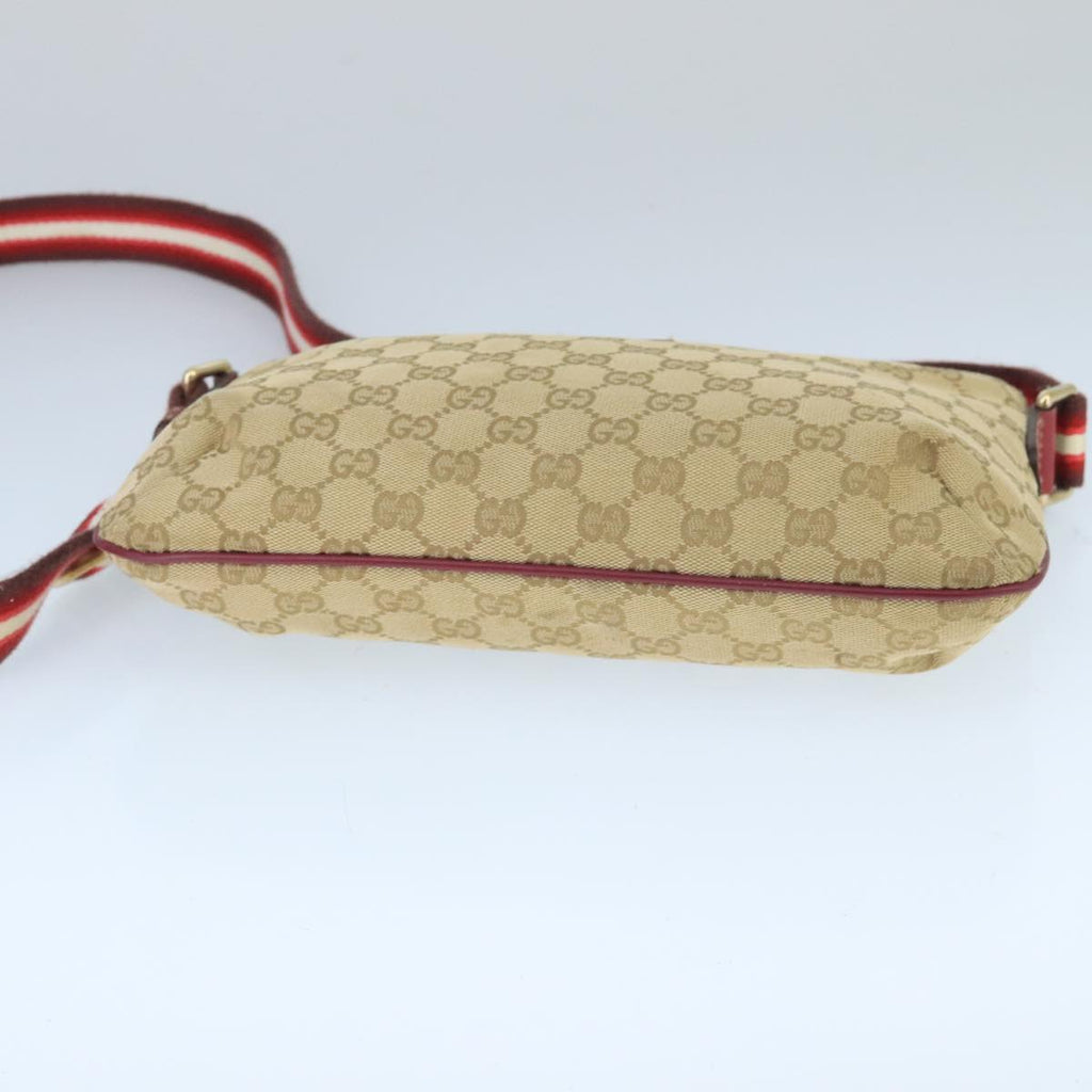 GUCCI GG Canvas Sherry Line Shoulder Bag Beige Wine Red Red 189749 bs19873