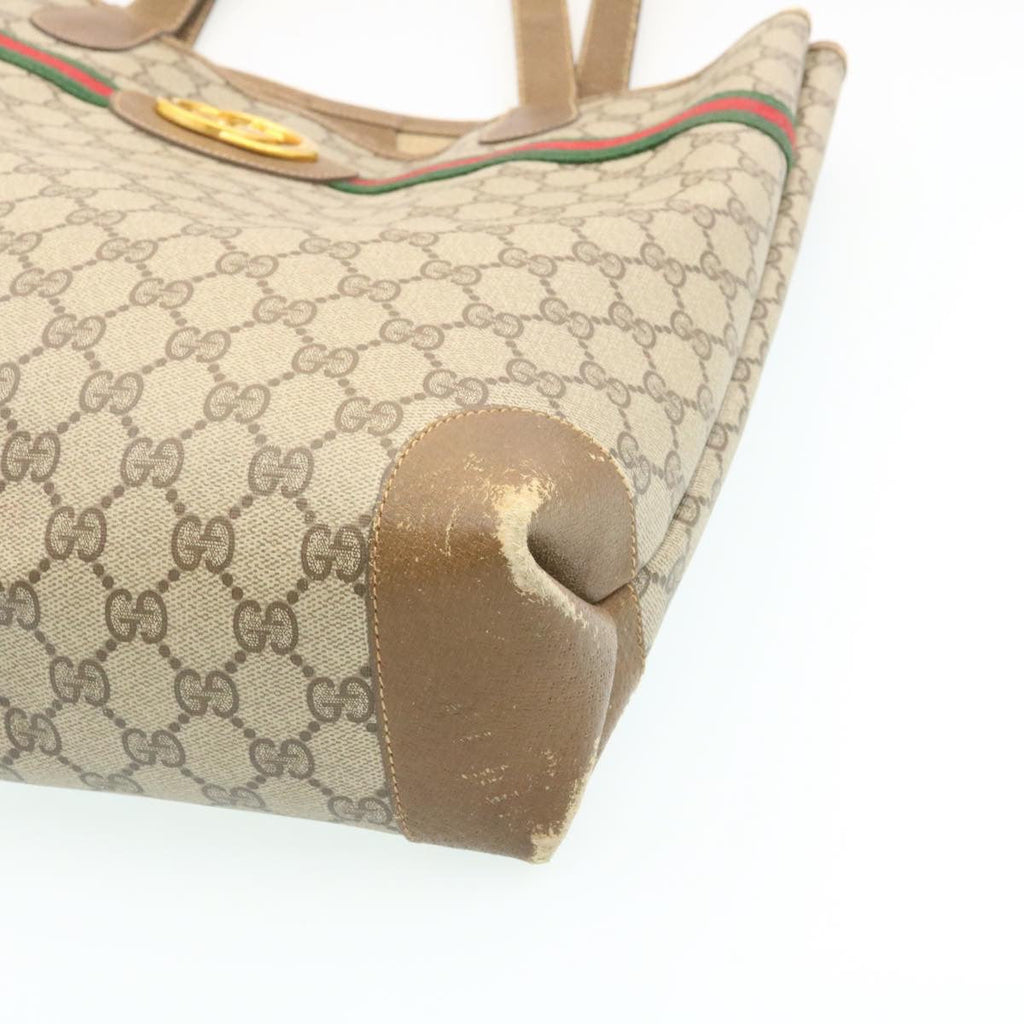 GUCCI Web Sherry Line GG Canvas Tote Bag Beige Red Green bs199