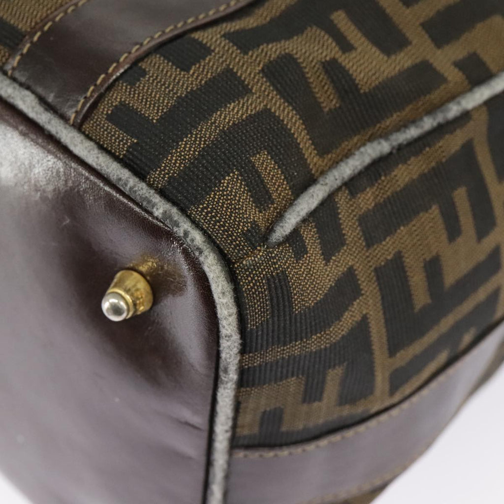 FENDI Zucca Canvas Hand Bag Brown Black Gold bs19936