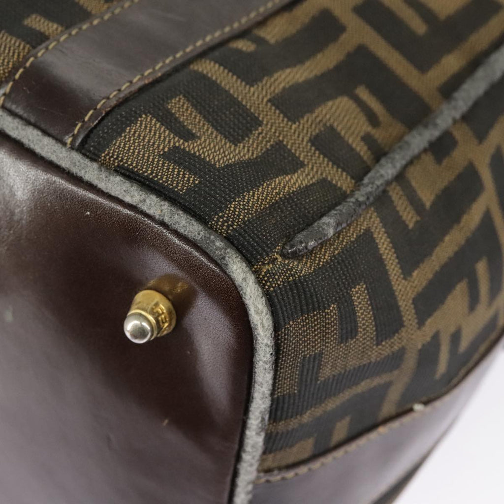 FENDI Zucca Canvas Hand Bag Brown Black Gold bs19936