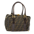 FENDI Zucca Canvas Hand Bag Brown Black Gold bs19936