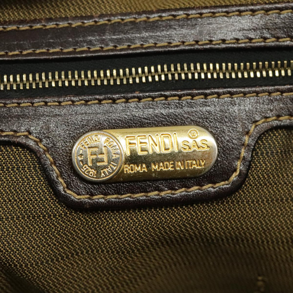 FENDI Zucca Canvas Hand Bag Brown Black Gold bs19936