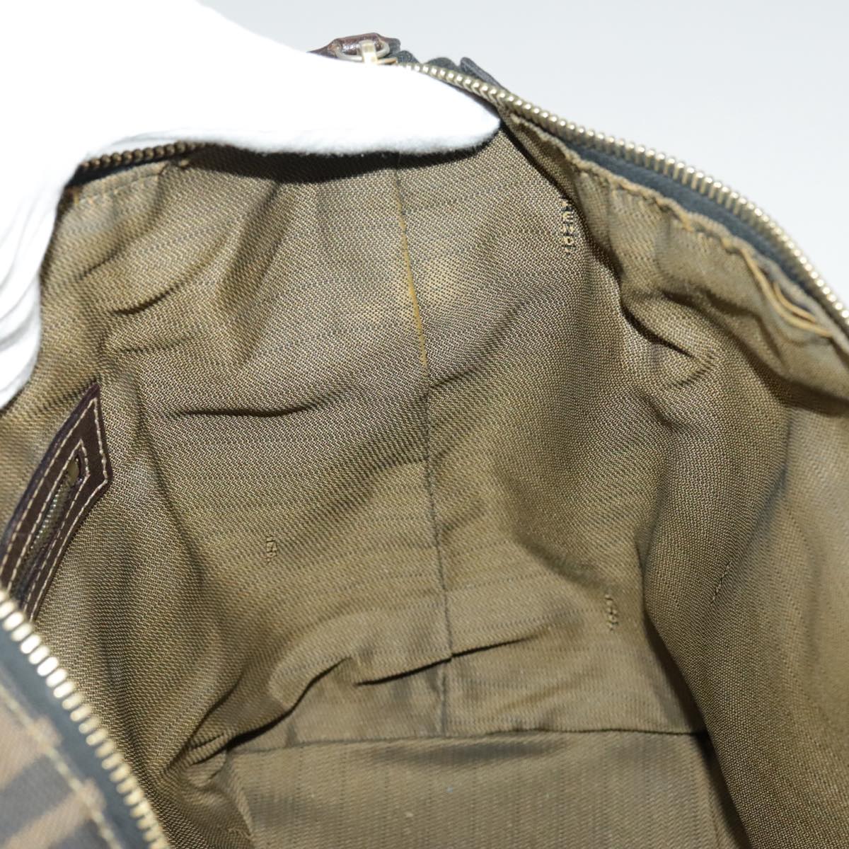 FENDI Zucca Canvas Hand Bag Brown Black Gold bs19936