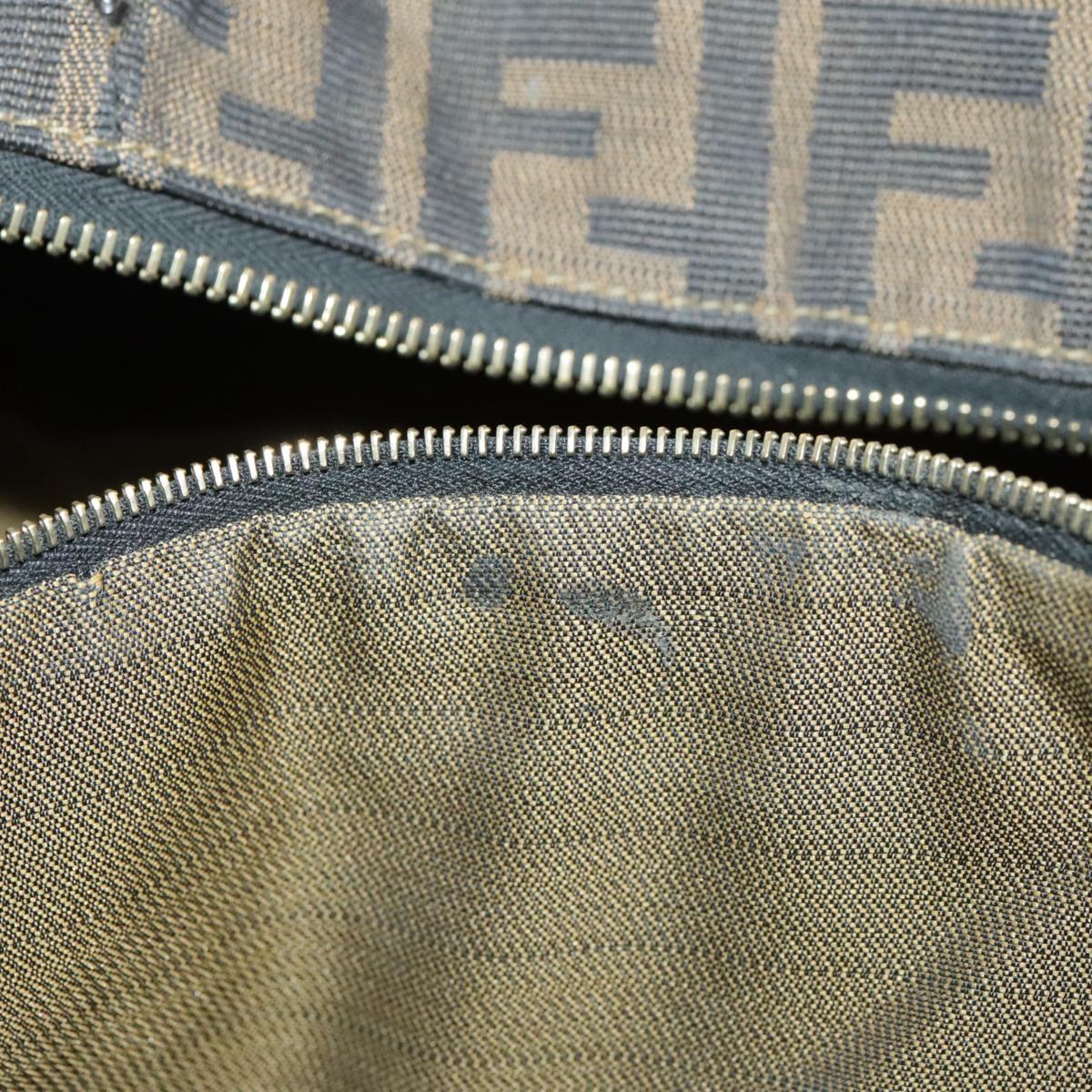 FENDI Zucca Canvas Hand Bag Brown Black Gold bs19936