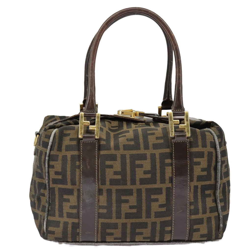 FENDI Zucca Canvas Hand Bag Brown Black Gold bs19936
