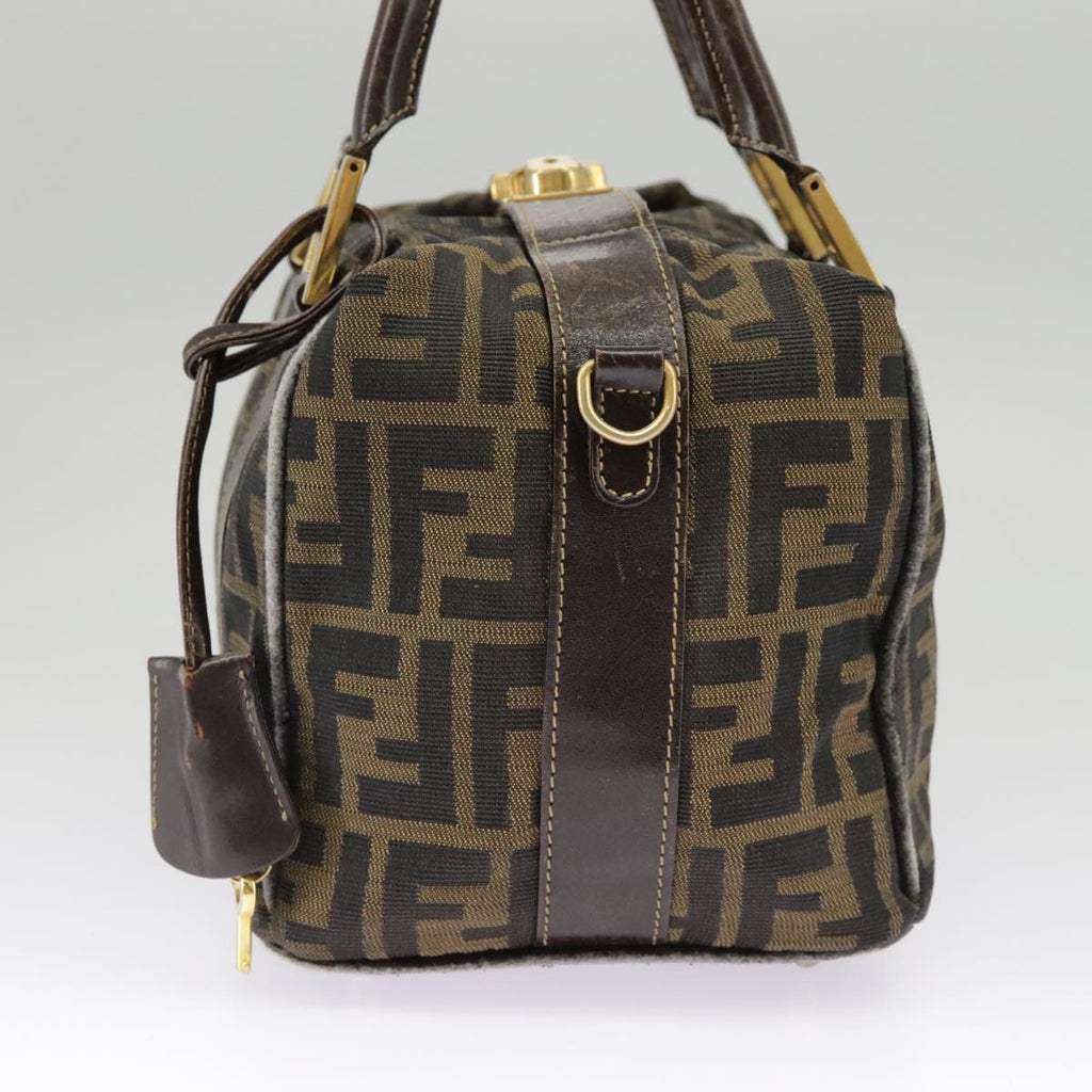 FENDI Zucca Canvas Hand Bag Brown Black Gold bs19936