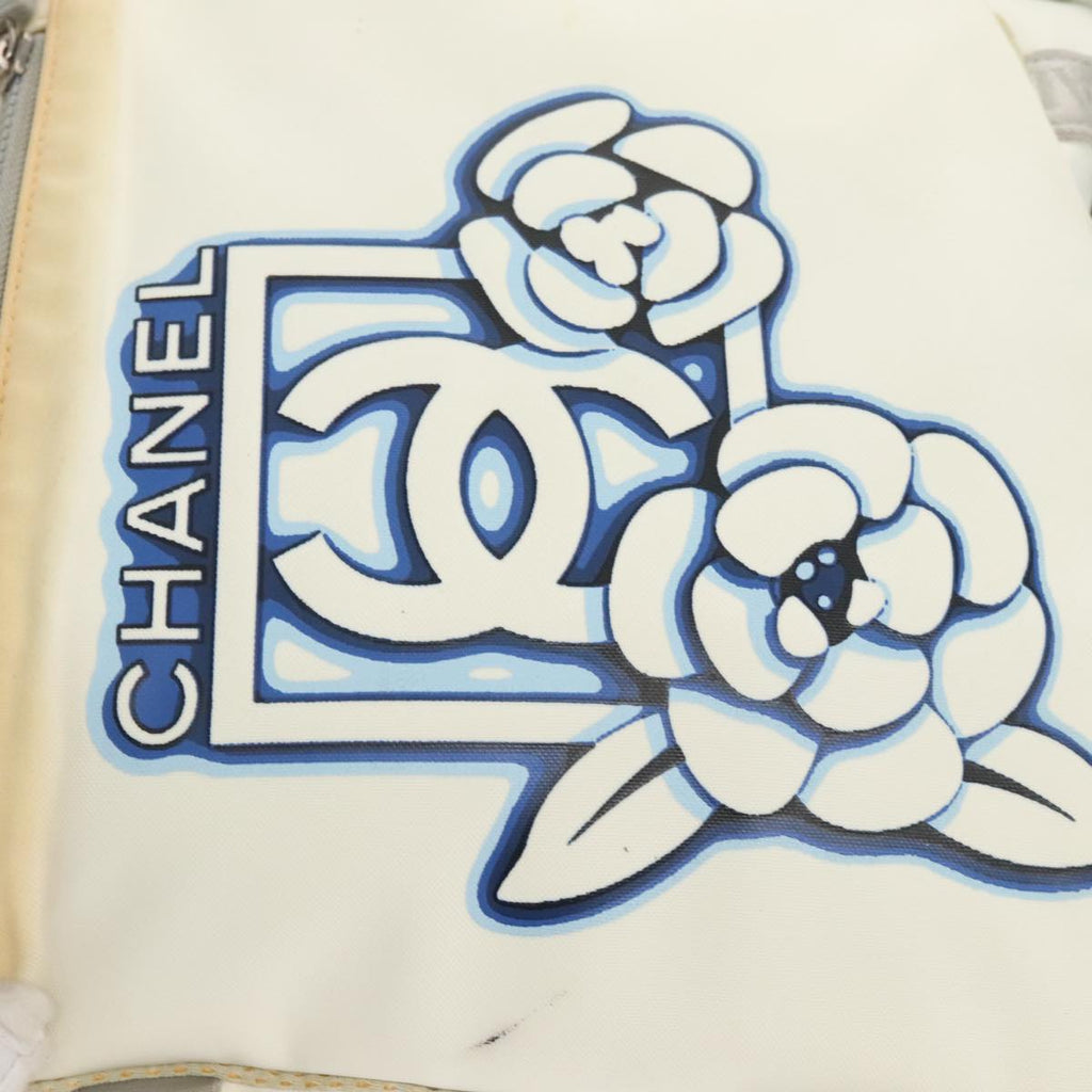 CHANEL Sports Tote Bag Nylon White Silver CC bs19989