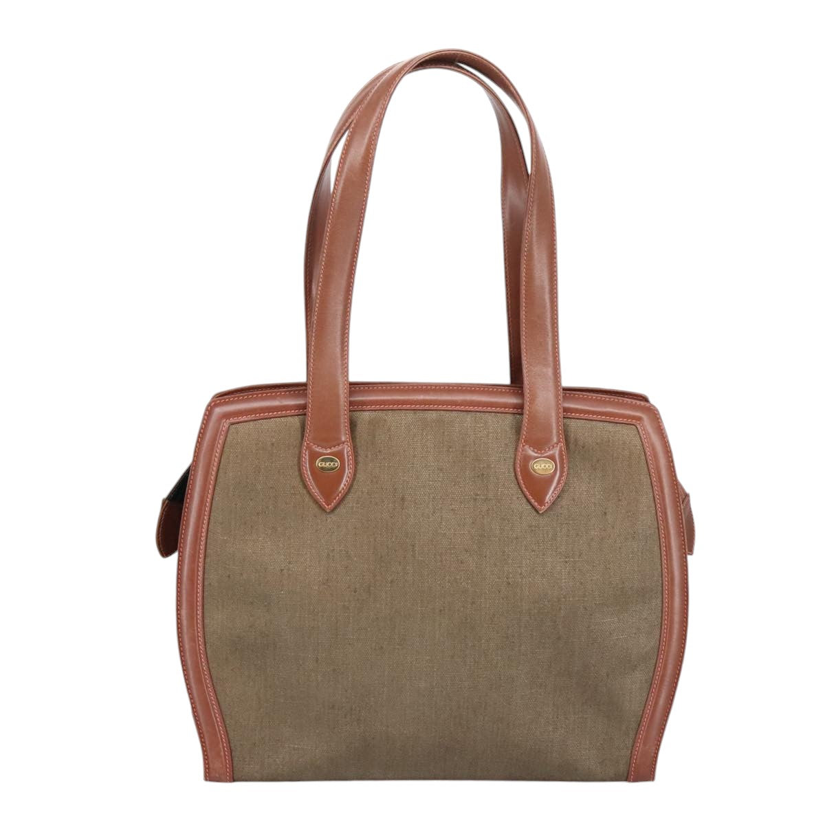 GUCCI Tote Bag Canvas Leather Brown Gold bs20017
