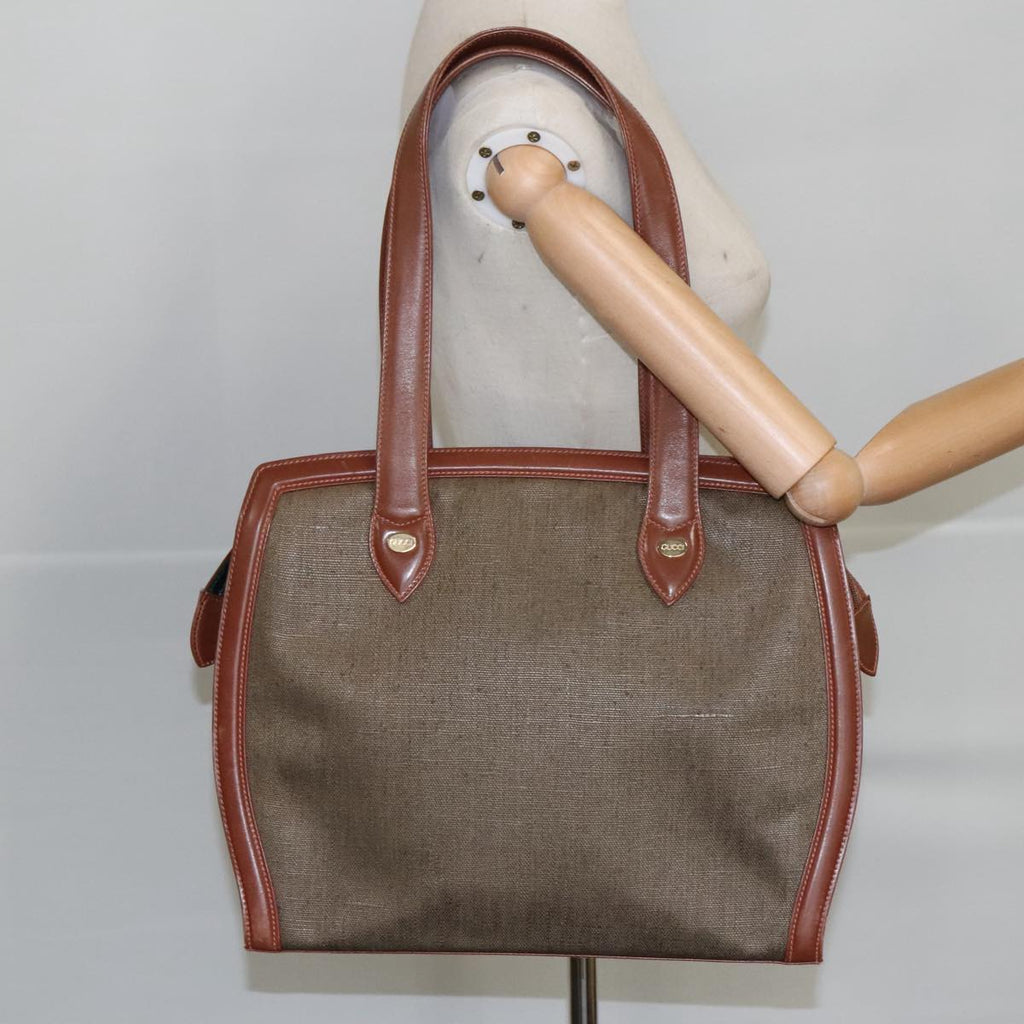 GUCCI Tote Bag Canvas Leather Brown Gold bs20017