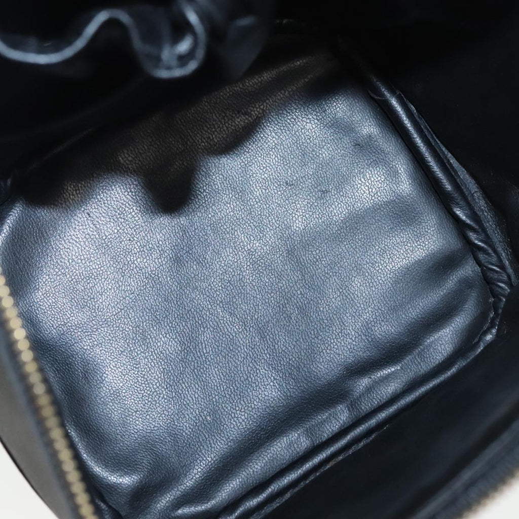 CHANEL Bicolore Vanity Cosmetic Pouch Canvas Leather Black Gold CC bs20025