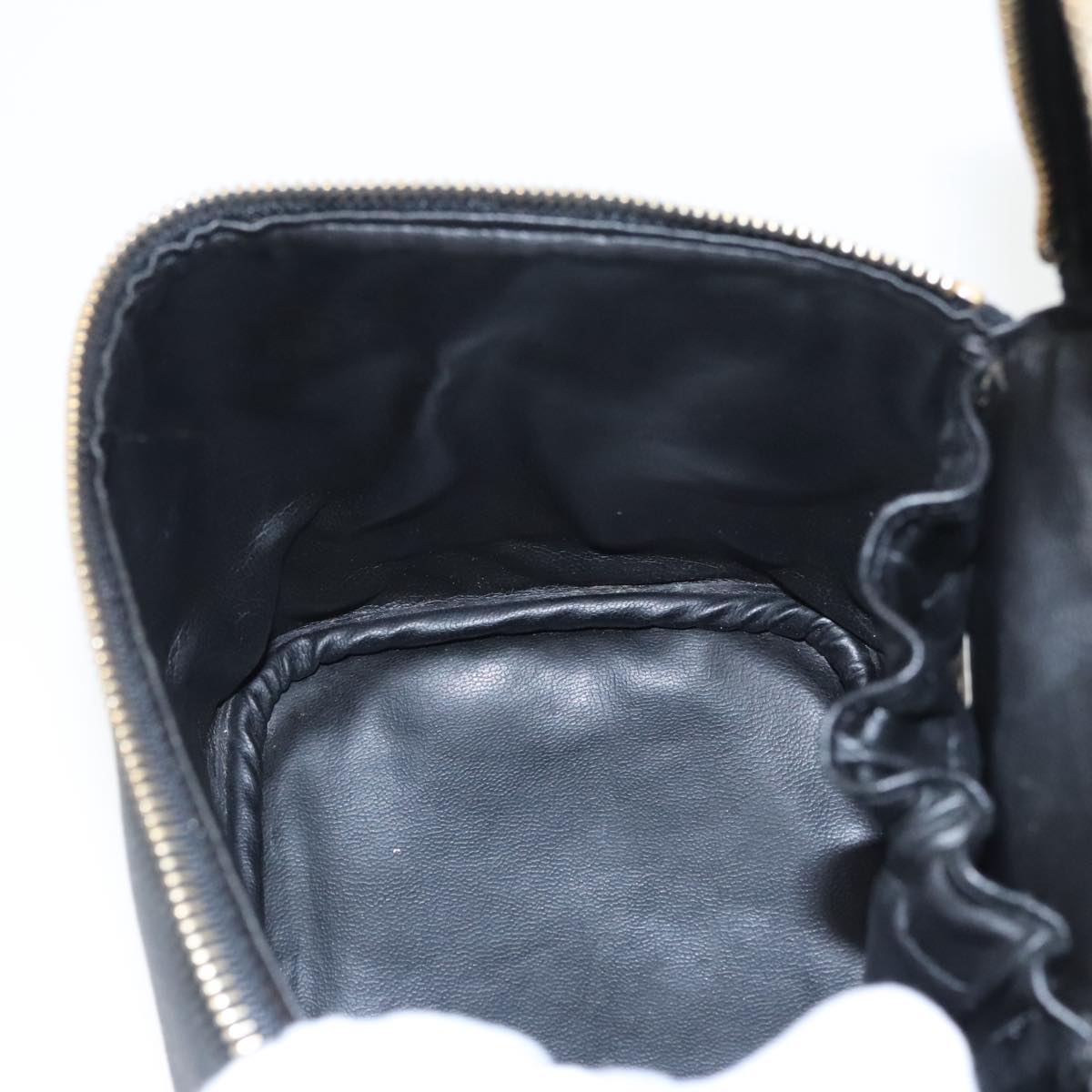 CHANEL Bicolore Vanity Cosmetic Pouch Canvas Leather Black Gold CC bs20025