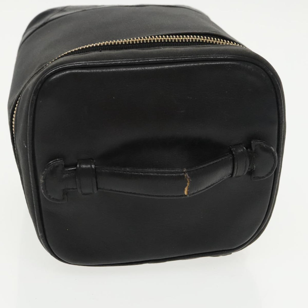 CHANEL Bicolore Vanity Cosmetic Pouch Canvas Leather Black Gold CC bs20025