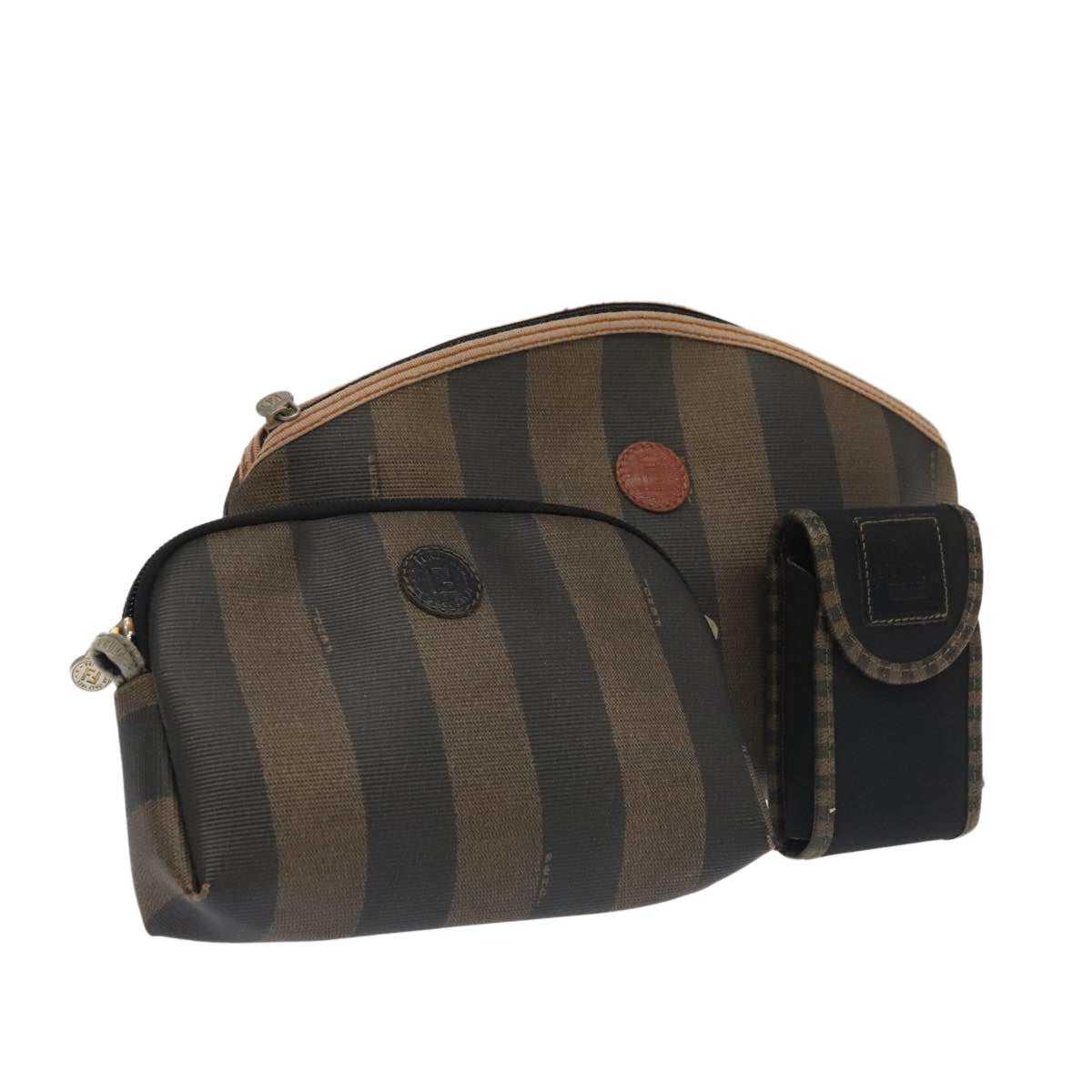 FENDI Pecan Canvas Pouch 3Set Black Brown bs20037