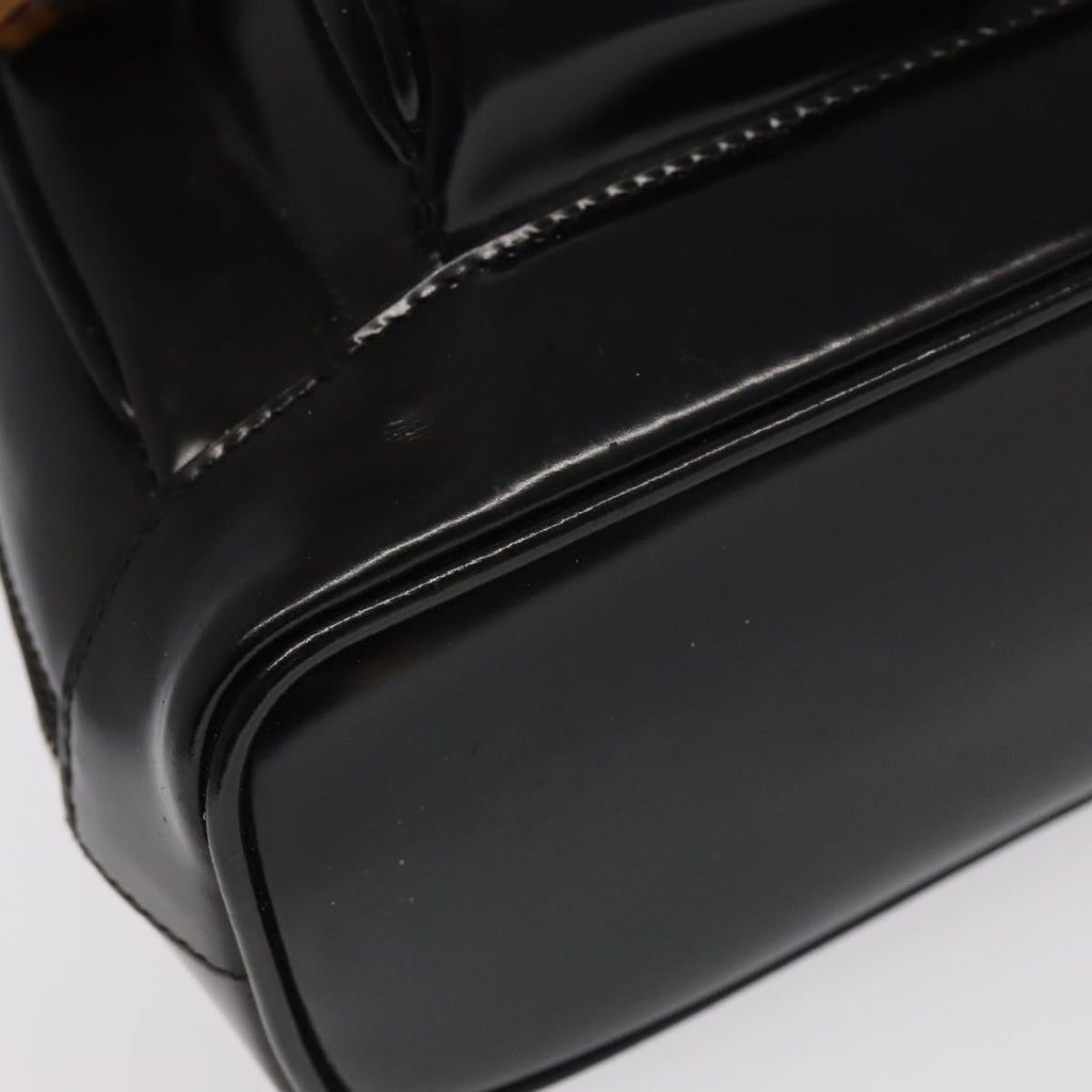 GUCCI Bamboo Body Bag Enamel Black Gold 003 2113 0127 bs20062