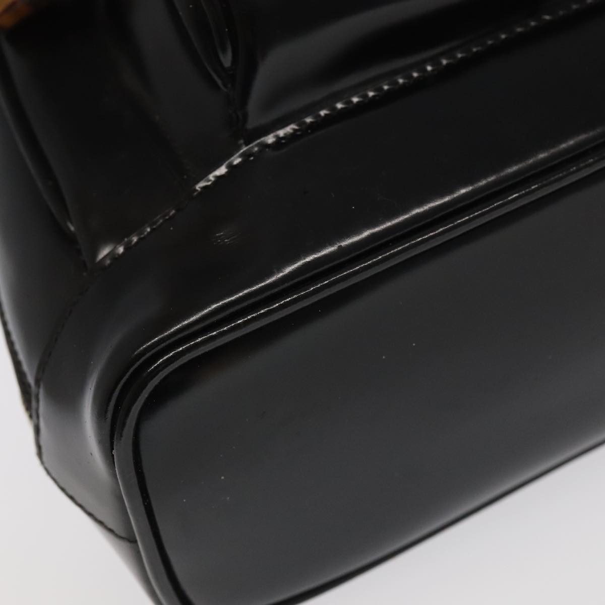 GUCCI Bamboo Body Bag Enamel Black Gold 003 2113 0127 bs20062