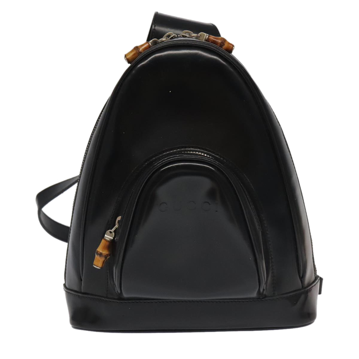 GUCCI Bamboo Body Bag Enamel Black Gold 003 2113 0127 bs20062