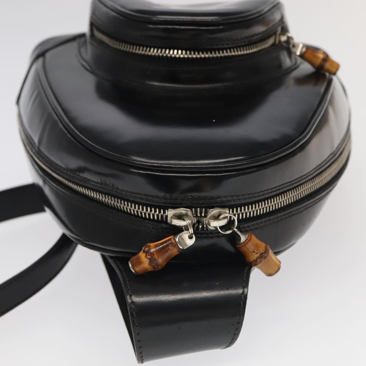 GUCCI Bamboo Body Bag Enamel Black Gold 003 2113 0127 bs20062