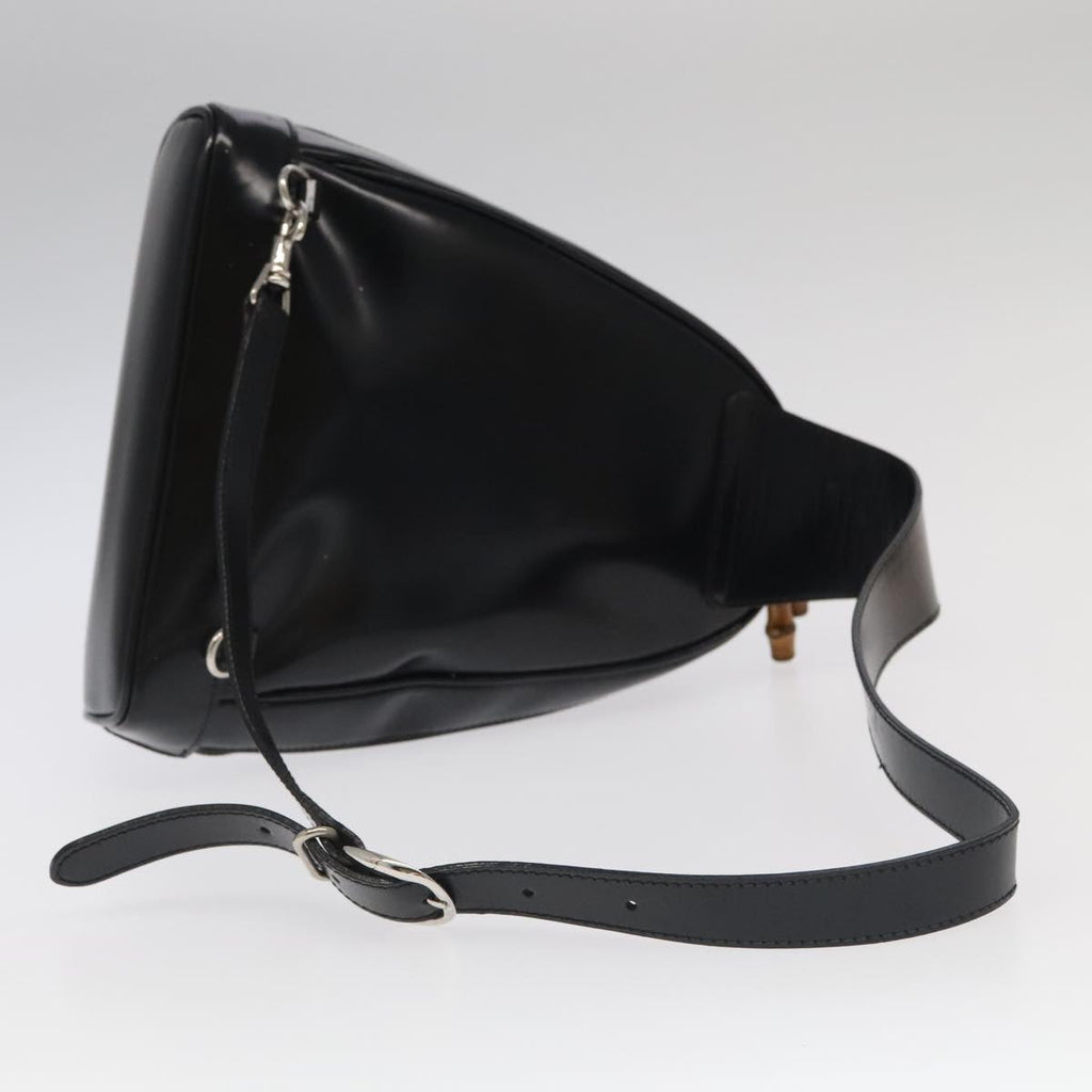 GUCCI Bamboo Body Bag Enamel Black Gold 003 2113 0127 bs20062