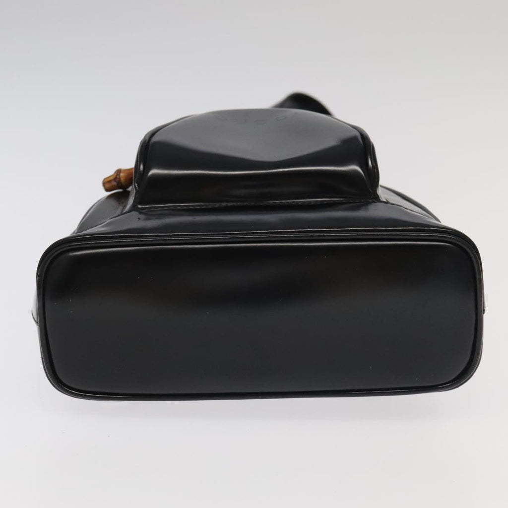 GUCCI Bamboo Body Bag Enamel Black Gold 003 2113 0127 bs20062