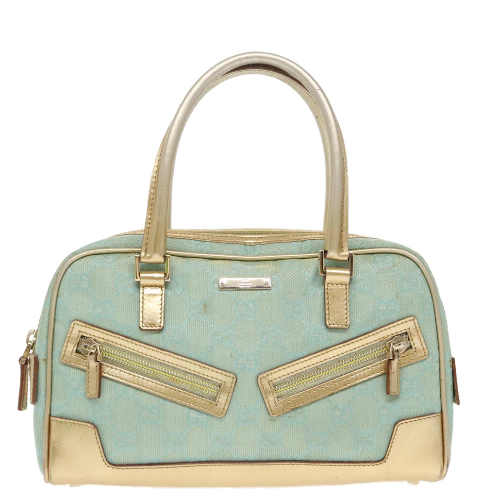 GUCCI GG Canvas Hand Bag Outlet Peppermint Gold 000 0852 2123 bs20063