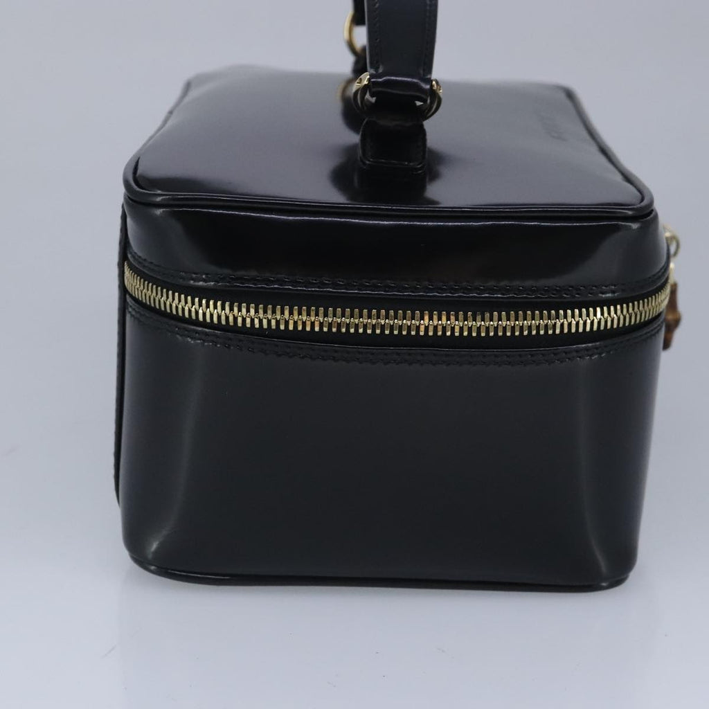 GUCCI Vanity Bamboo Pouch Enamel Black Gold 032 1956 0150 bs20067