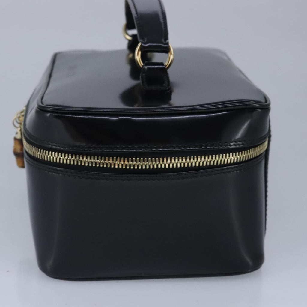 GUCCI Vanity Bamboo Pouch Enamel Black Gold 032 1956 0150 bs20067