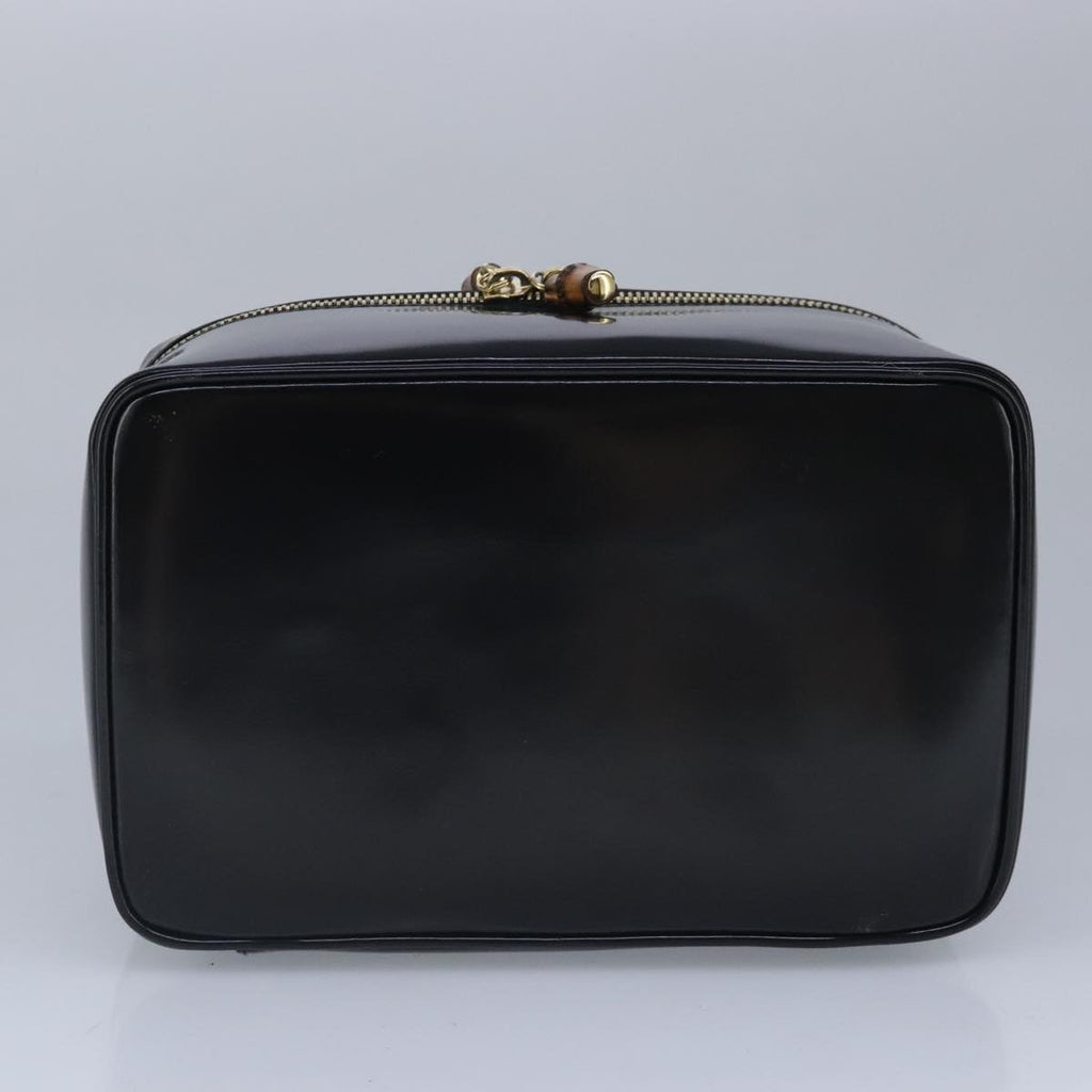 GUCCI Vanity Bamboo Pouch Enamel Black Gold 032 1956 0150 bs20067