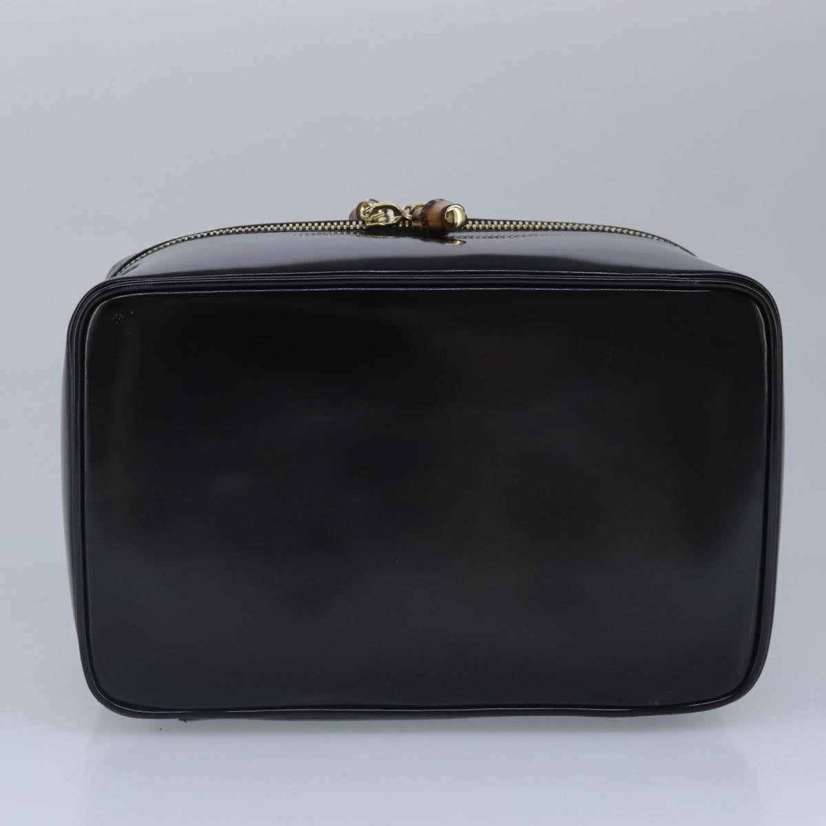 GUCCI Vanity Bamboo Pouch Enamel Black Gold 032 1956 0150 bs20067