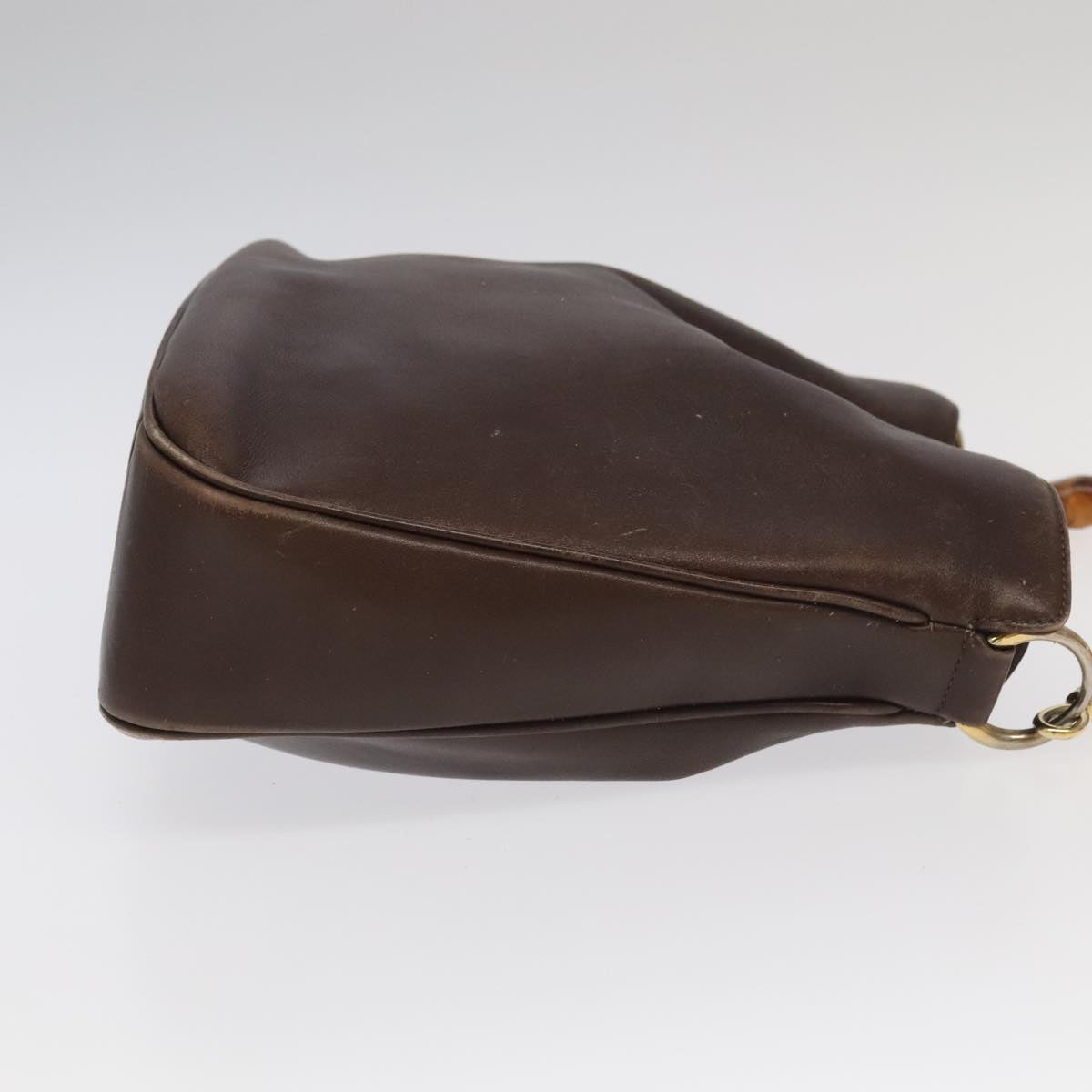 GUCCI Bamboo Hand Bag Leather 2way Brown Gold 001 3444 1638 bs20098