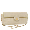 CHANEL Choco Bar Chain Shoulder Bag Lamb Skin Gold Tone Gold CC bs20107