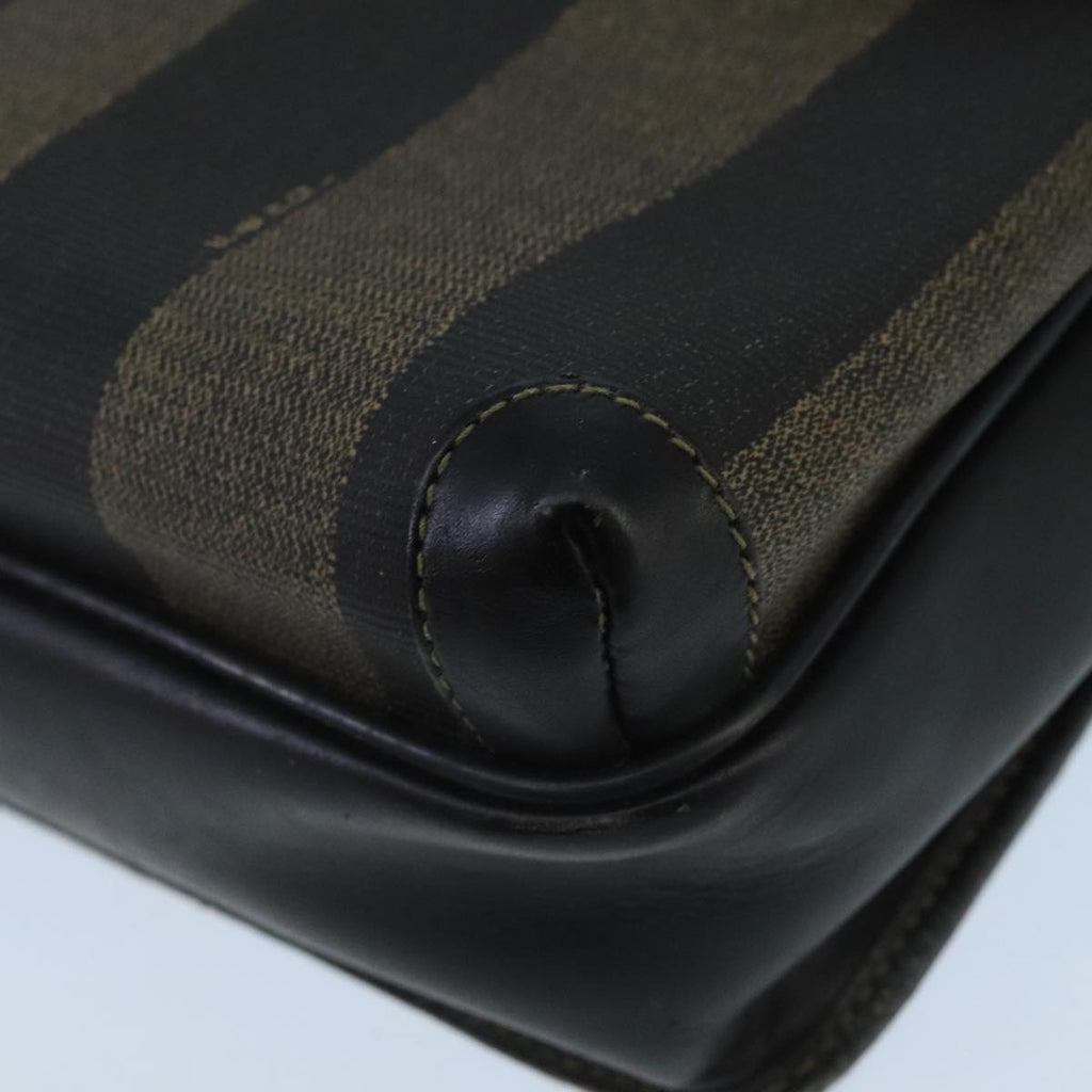 FENDI Pecan Canvas Shoulder Bag Brown Black bs20143
