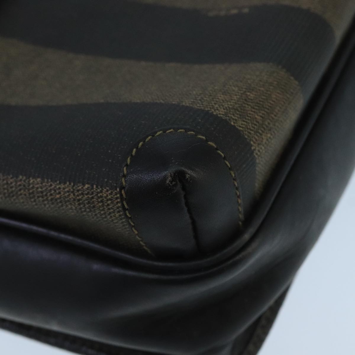 FENDI Pecan Canvas Shoulder Bag Brown Black bs20143