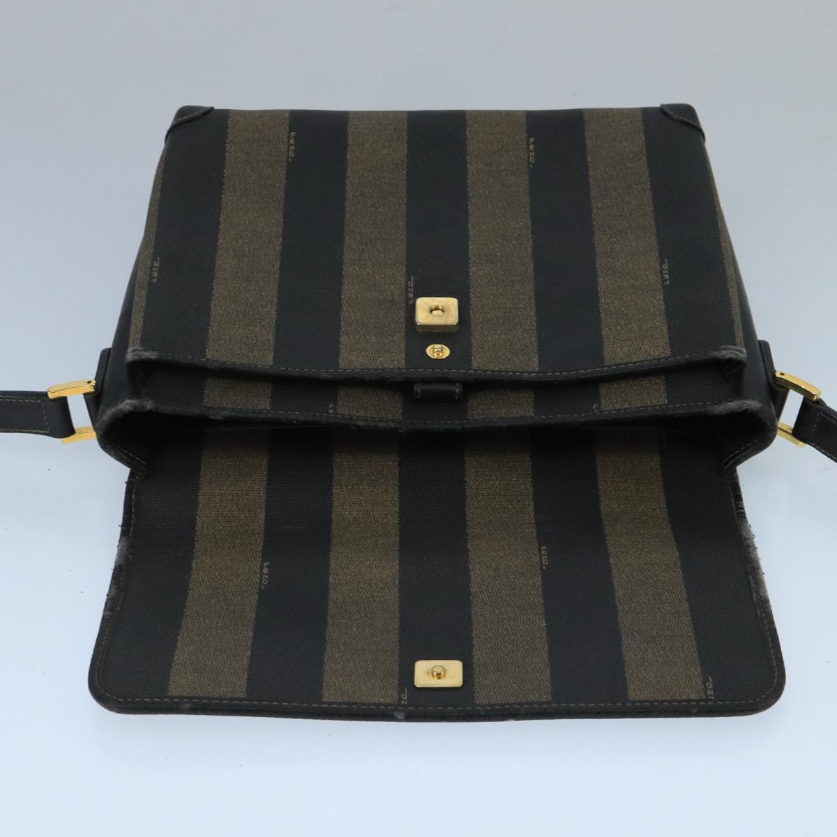 FENDI Pecan Canvas Shoulder Bag Brown Black bs20143