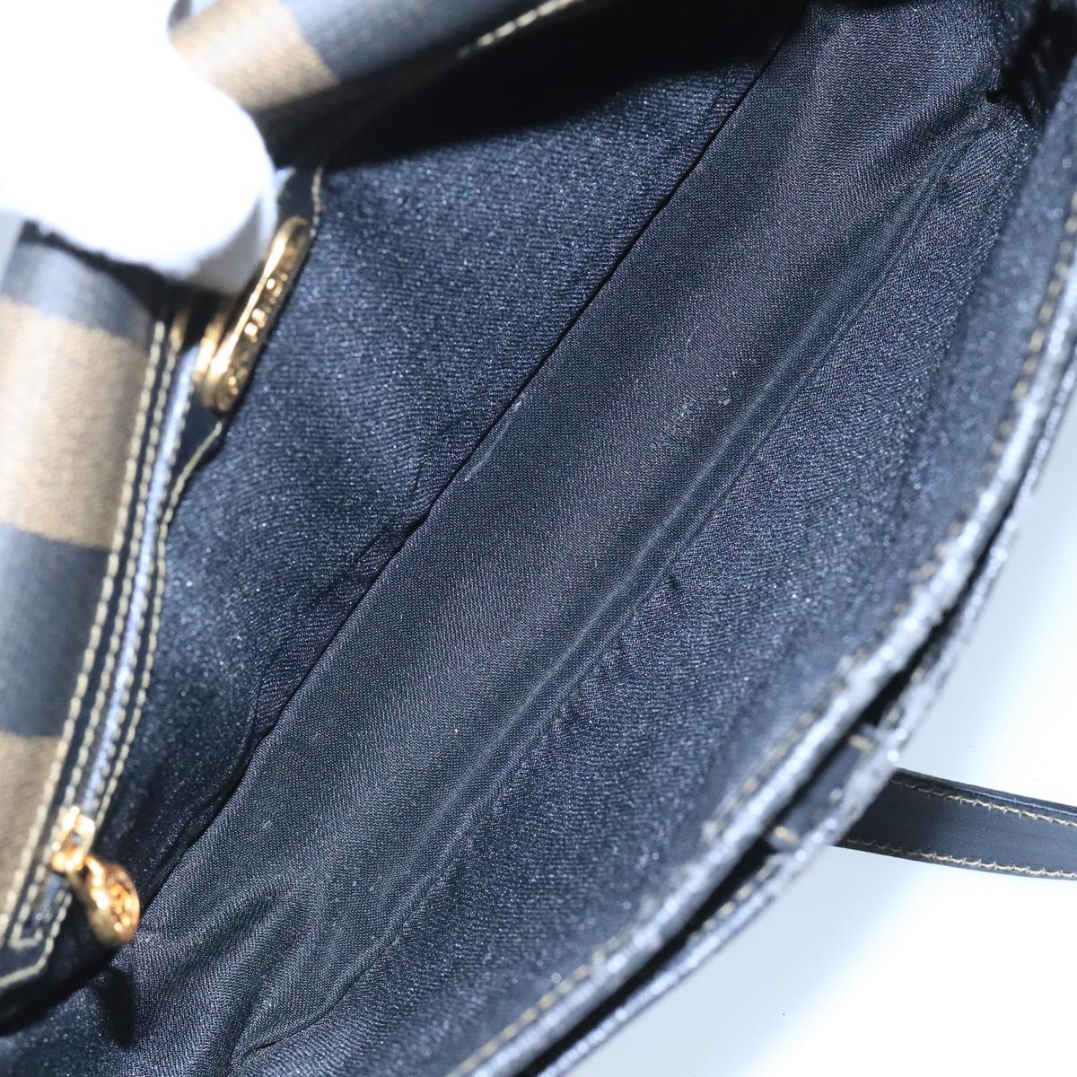 FENDI Pecan Canvas Shoulder Bag Brown Black bs20143