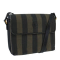 FENDI Pecan Canvas Shoulder Bag Brown Black bs20143