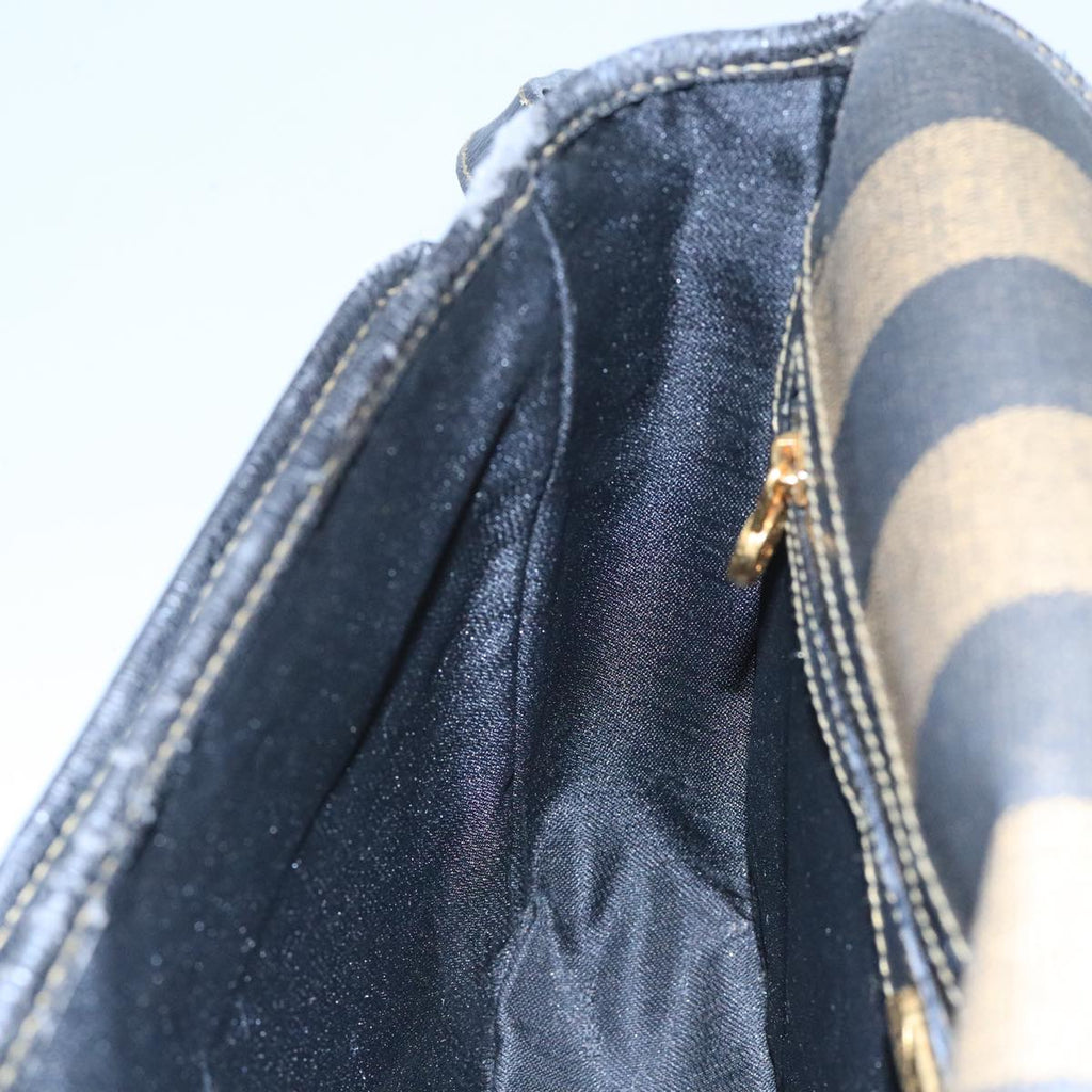 FENDI Pecan Canvas Shoulder Bag Brown Black bs20143