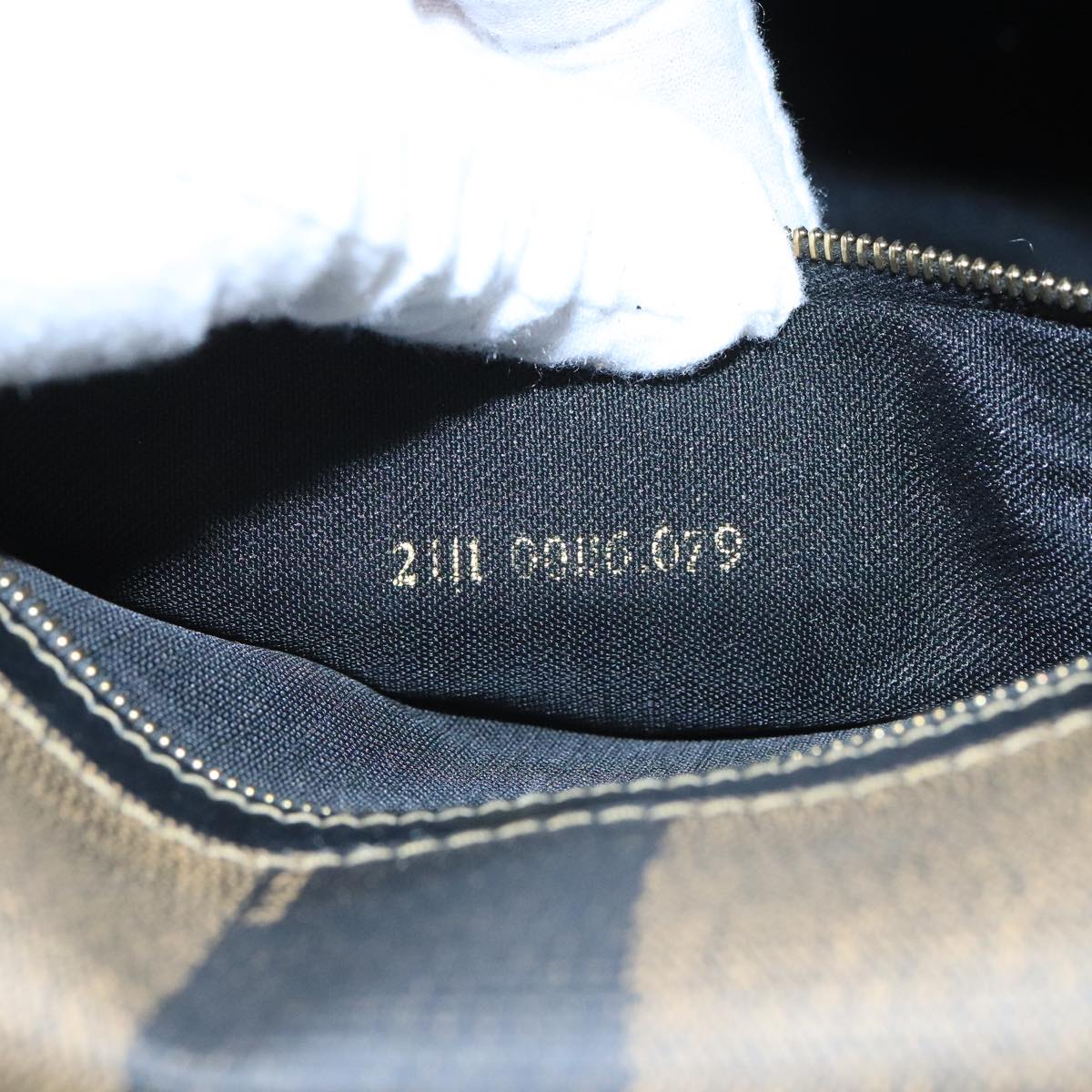 FENDI Pecan Canvas Shoulder Bag Brown Black bs20143