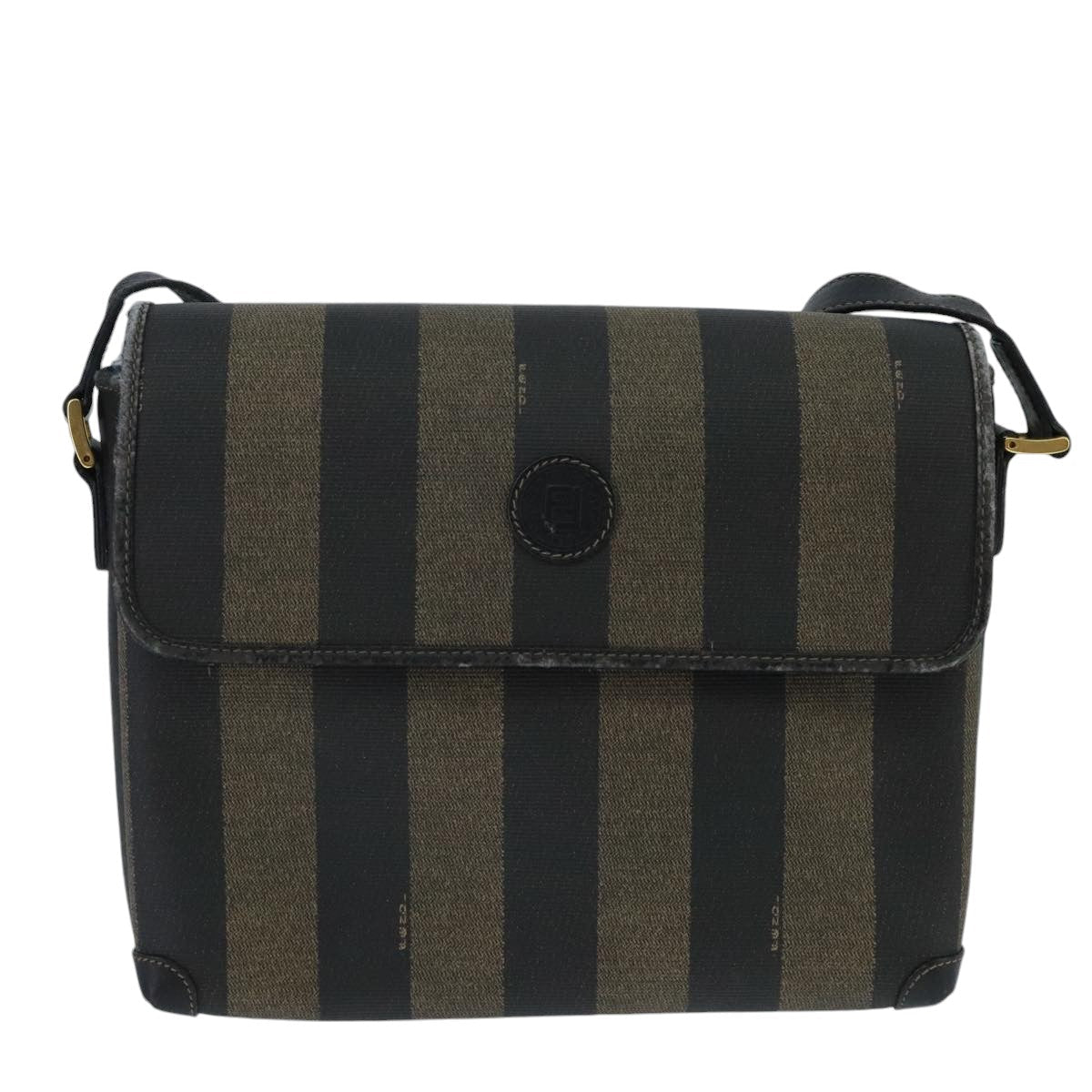 FENDI Pecan Canvas Shoulder Bag Brown Black bs20143