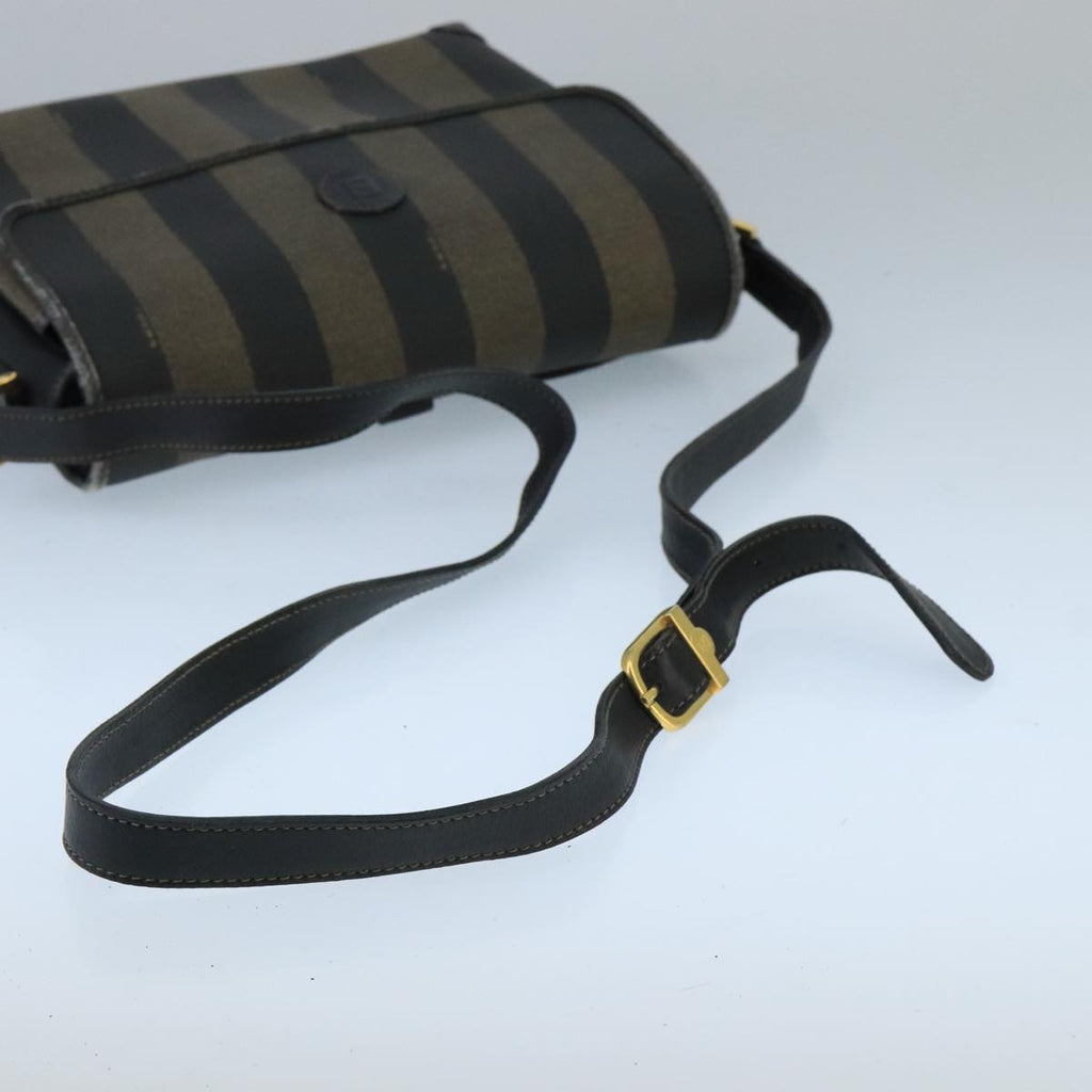 FENDI Pecan Canvas Shoulder Bag Brown Black bs20143