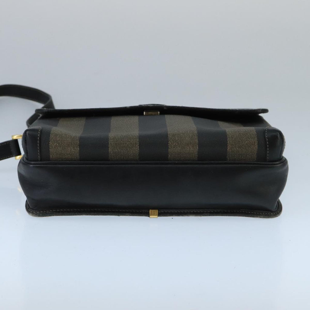 FENDI Pecan Canvas Shoulder Bag Brown Black bs20143